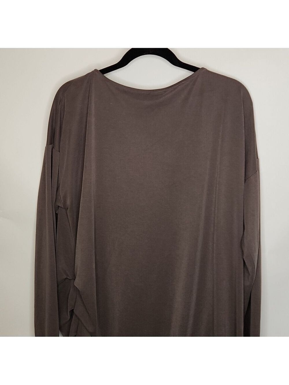 Lisa Bayne Lenzing Modal Shift Dress Taupe XXL Side Ruched Long Sleeve Lagenlook - Picture 8 of 16